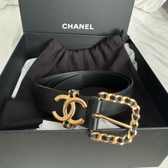 CHANEL Accessories - Chanel Black and Gold Women's Belt